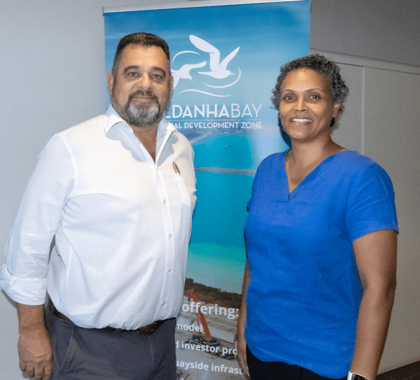 Quarterly Newsletter May 2022 article header working together for a better future showing FSIDZ CEO Kaashifah Beukes having a discussion